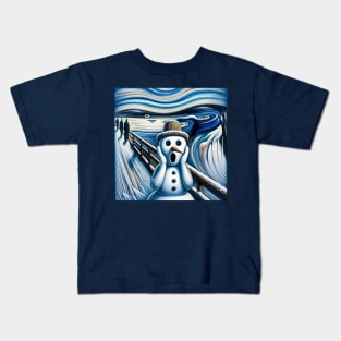 Frosty Frenzy: The Snowman’s Scream Kids T-Shirt